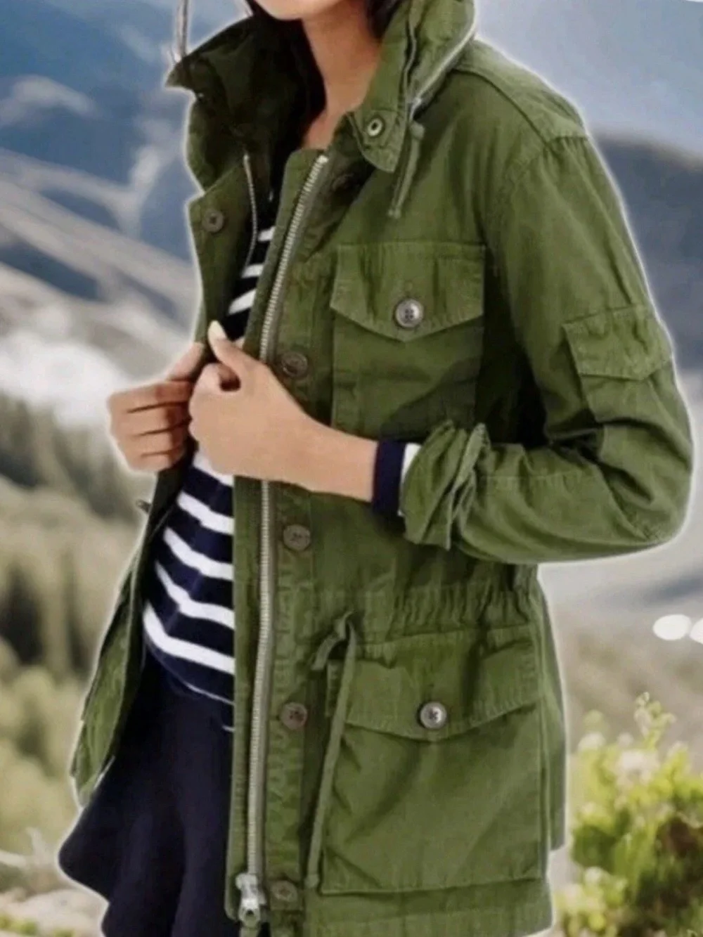 J. Crew Olive Green Field Military Drawstring Utility Jacket